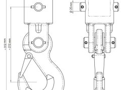 Crochet de levage + rotator hydraulique 3 tonnes
