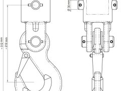 Crochet de levage + rotator hydraulique 4,5  tonnes